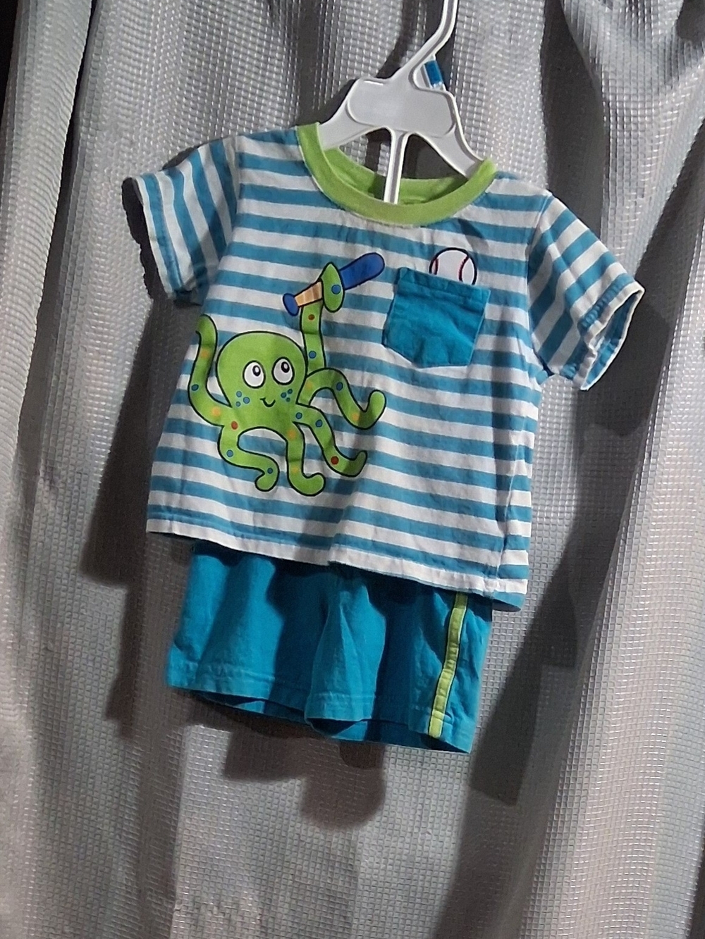 Kids Blue & Green Octopus Stripe Matching Set - Brand Unspecified